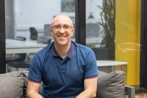 Life coach Justin Saunders in an office