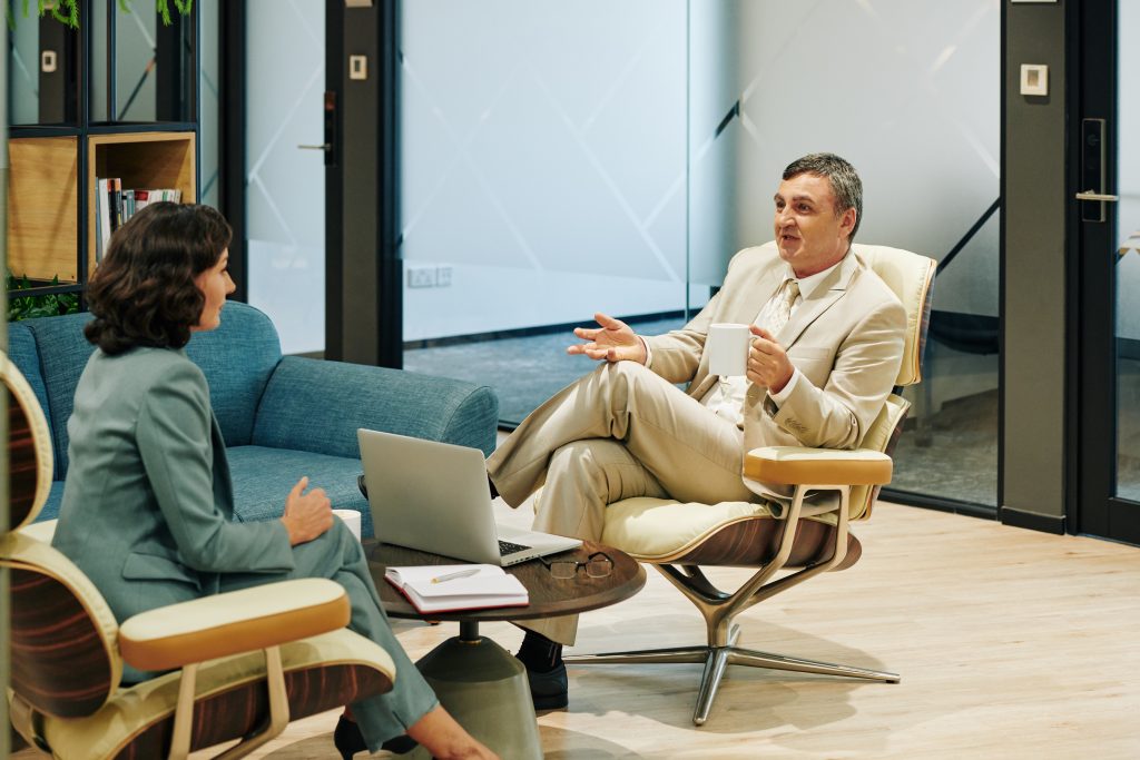 Businessman meeting with colleague