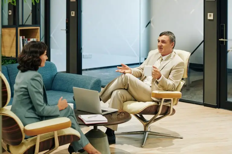 Businessman meeting with colleague