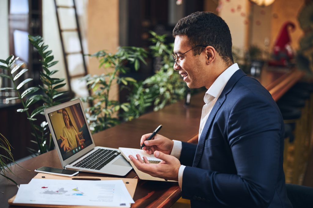 businessman looking at laptop working