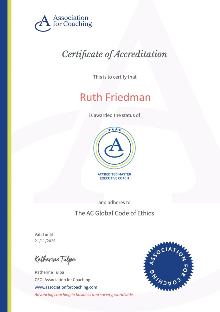 Ruth Friedman Accredited Master Executive Coach Certificate 768x1087