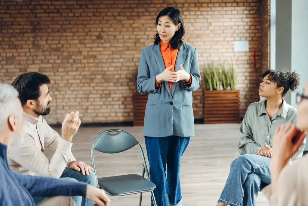 woman leading a coaching session
