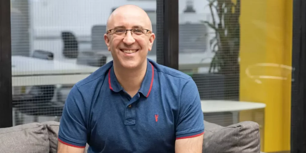 Life coach Justin Saunders in an office